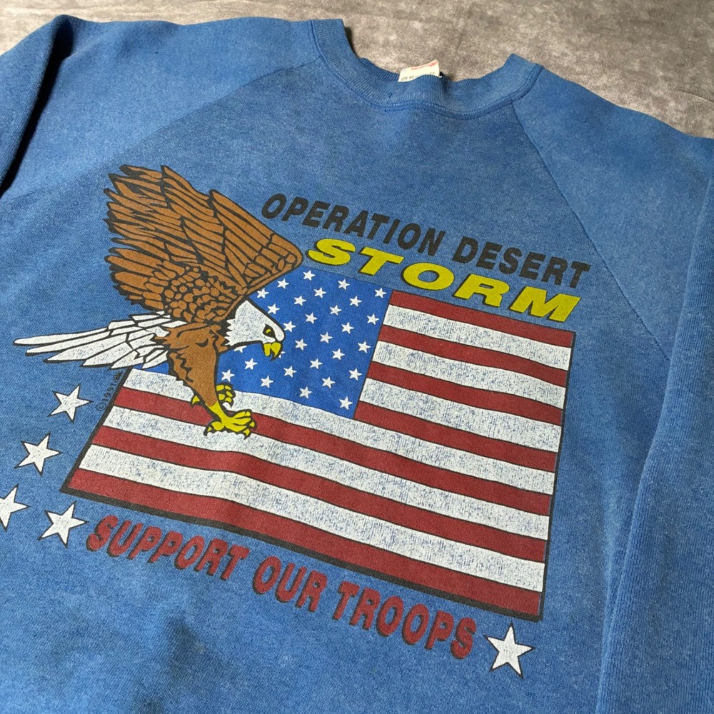 Vintage 1991 Desert Storm Support Our Troops Sweatshirt Americana Sz Small - Picture 2 of 7